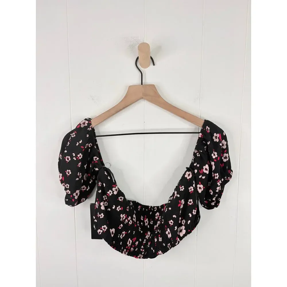 NWT Lulus Floral 2 Piece Set Large Off Shoulder Crop Top Ruffle Culottes - Picture 9 of 15